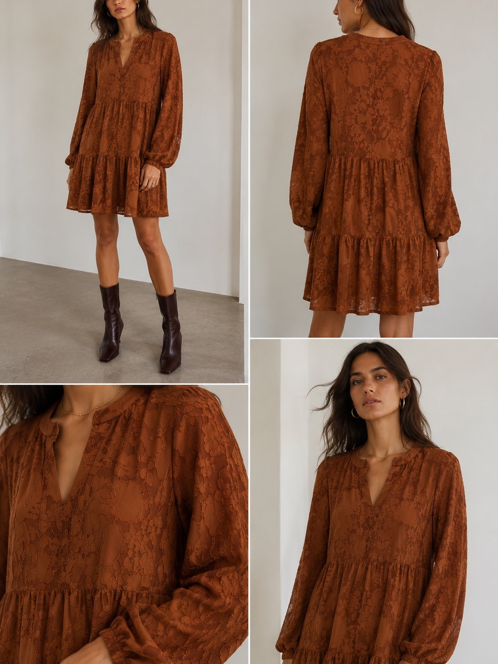 🤎Perceptions New York Textured Lace Shift Dress | XL | Lined